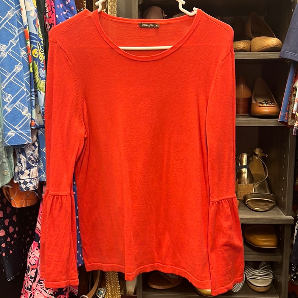J MCLAUGHLIN ORANGE/RED BELL SLEEVE SWEATER